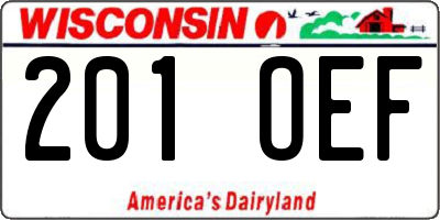 WI license plate 201OEF