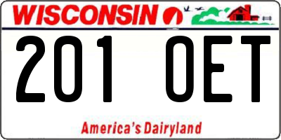 WI license plate 201OET