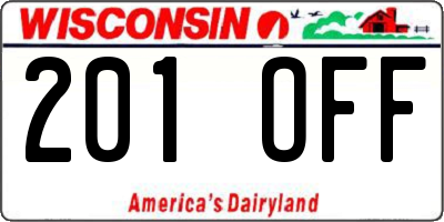WI license plate 201OFF