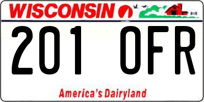 WI license plate 201OFR
