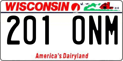 WI license plate 201ONM