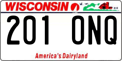 WI license plate 201ONQ