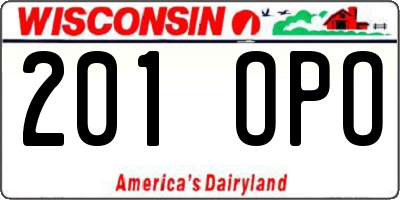 WI license plate 201OPO