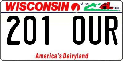 WI license plate 201OUR