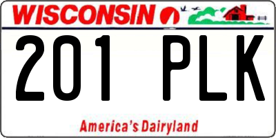 WI license plate 201PLK