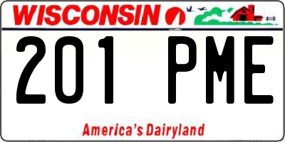 WI license plate 201PME