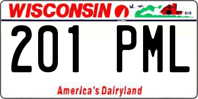 WI license plate 201PML