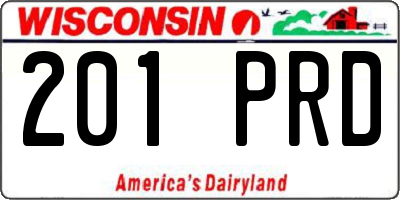 WI license plate 201PRD
