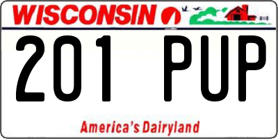 WI license plate 201PUP