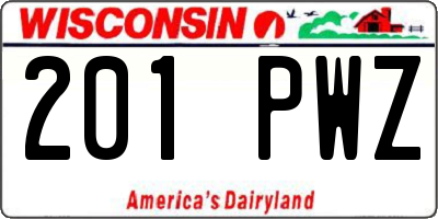 WI license plate 201PWZ