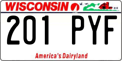 WI license plate 201PYF