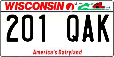 WI license plate 201QAK
