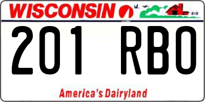 WI license plate 201RBO