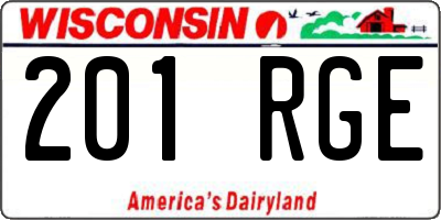 WI license plate 201RGE