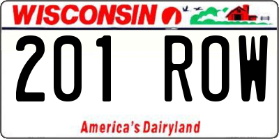 WI license plate 201ROW