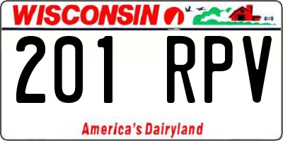 WI license plate 201RPV
