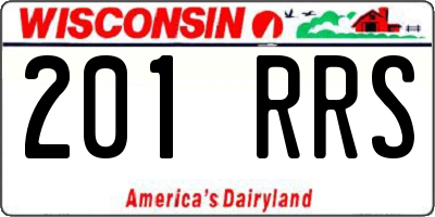 WI license plate 201RRS