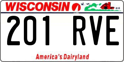 WI license plate 201RVE