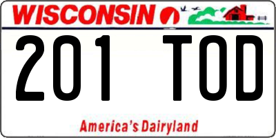 WI license plate 201TOD