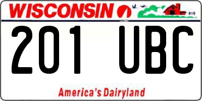 WI license plate 201UBC