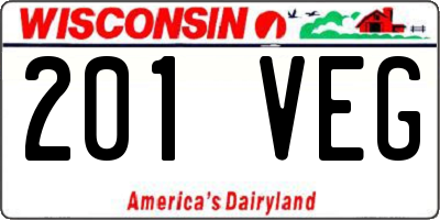 WI license plate 201VEG