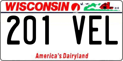 WI license plate 201VEL