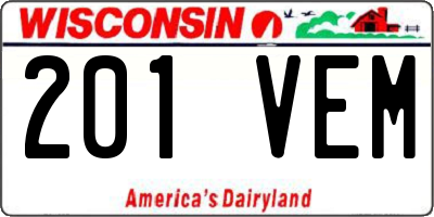 WI license plate 201VEM