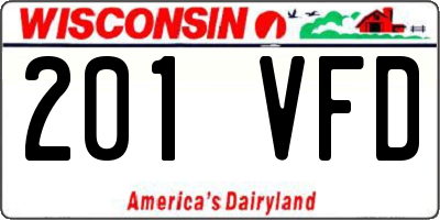 WI license plate 201VFD