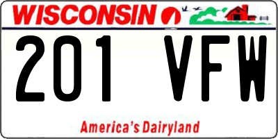 WI license plate 201VFW