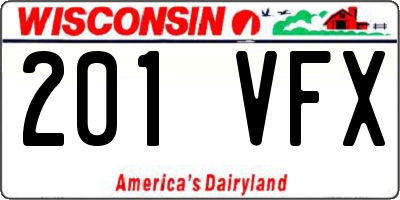 WI license plate 201VFX
