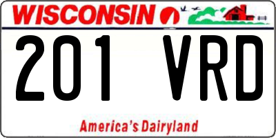 WI license plate 201VRD