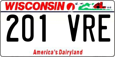 WI license plate 201VRE