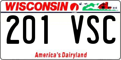WI license plate 201VSC