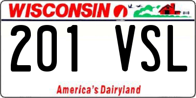WI license plate 201VSL