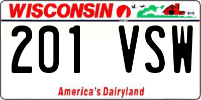 WI license plate 201VSW