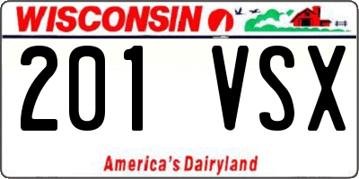WI license plate 201VSX