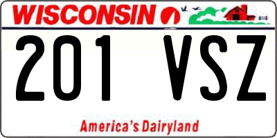 WI license plate 201VSZ