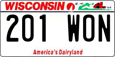 WI license plate 201WON