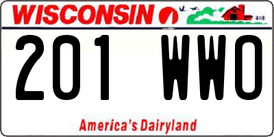 WI license plate 201WWO