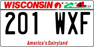WI license plate 201WXF