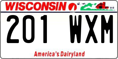 WI license plate 201WXM