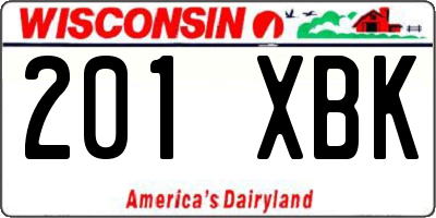 WI license plate 201XBK