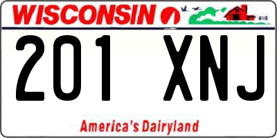 WI license plate 201XNJ