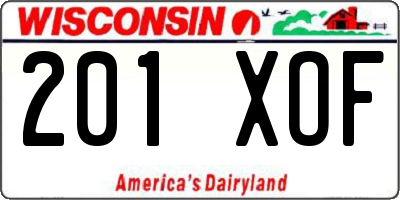 WI license plate 201XOF