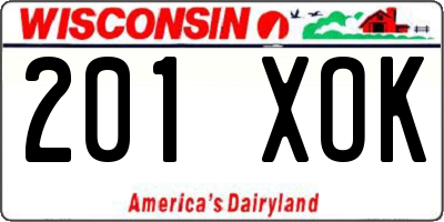 WI license plate 201XOK