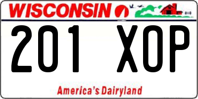 WI license plate 201XOP