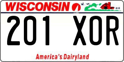 WI license plate 201XOR
