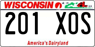WI license plate 201XOS