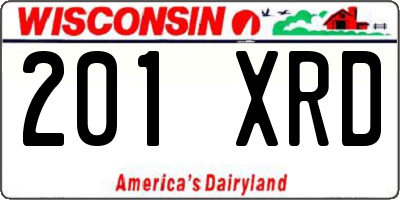 WI license plate 201XRD