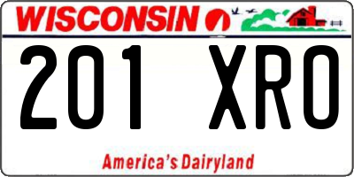 WI license plate 201XRO